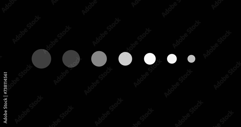 Largest to tiniest dots flowing loading button animation. White icon dots loading website button creative downloading uploading clip. Animated loader for UI, cartoons, sports tv channels. 2D FX. Largest to tiniest dots flowing loading button animation. White icon dots loading website button creative downloading uploading clip. Animated loader for UI, cartoons, sports tv channels. 2D FX.
