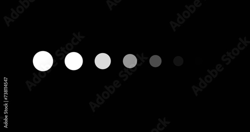 Largest to tiniest dots flowing loading button animation. White icon dots loading website button creative downloading uploading clip. Animated loader for UI, cartoons, sports tv channels. 2D FX. photo