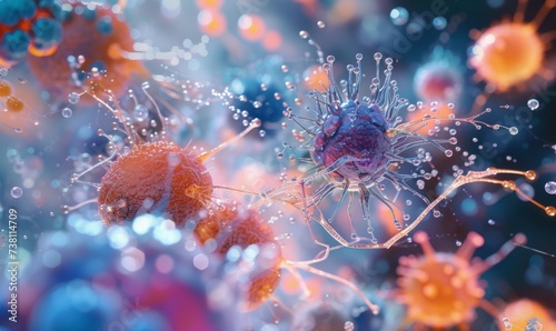 A vivid representation of immunotherapy, medical approach that leverages the body's immune system to fight diseases. Intersection of science and the body's innate healing power © sutagon
