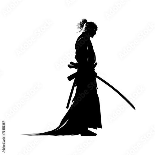 Silhouette samurai black color only full body