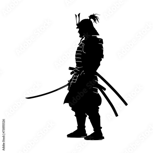 Silhouette samurai black color only full body