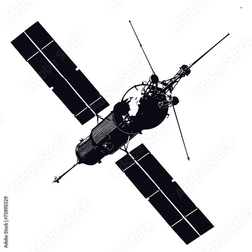 Silhouette Satellite Communication in space black color only