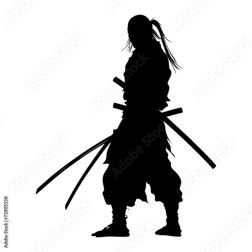 Silhouette samurai black color only full body