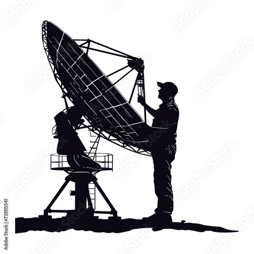 Silhouette Satellite Communication in space black color only