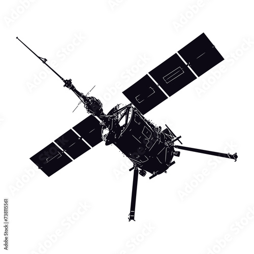 Silhouette Satellite Communication in space black color only