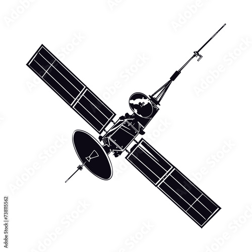 Silhouette Satellite Communication in space black color only