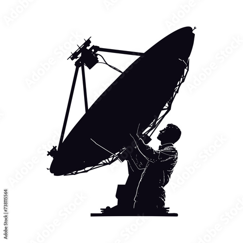 Silhouette Satellite Communication in space black color only
