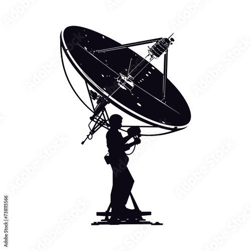 Silhouette Satellite Communication in space black color only