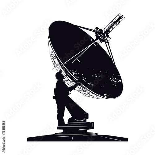 Silhouette Satellite Communication in space black color only