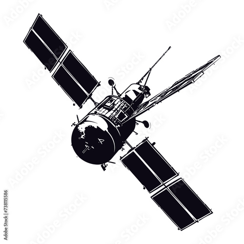 Silhouette Satellite Communication in space black color only