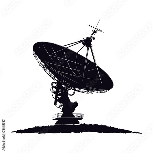Silhouette Satellite Communication in space black color only
