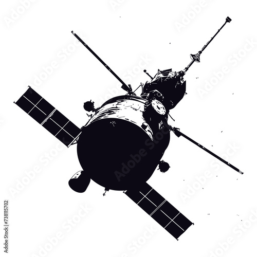 Silhouette Satellite Communication in space black color only