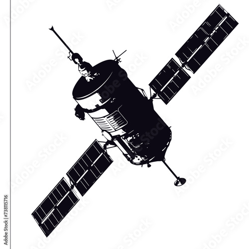 Silhouette Satellite Communication in space black color only