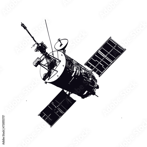 Silhouette Satellite Communication in space black color only
