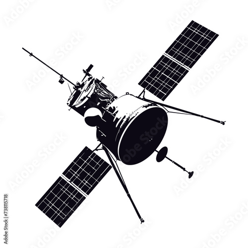 Silhouette Satellite Communication in space black color only