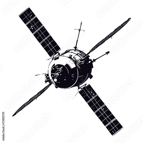 Silhouette Satellite Communication in space black color only