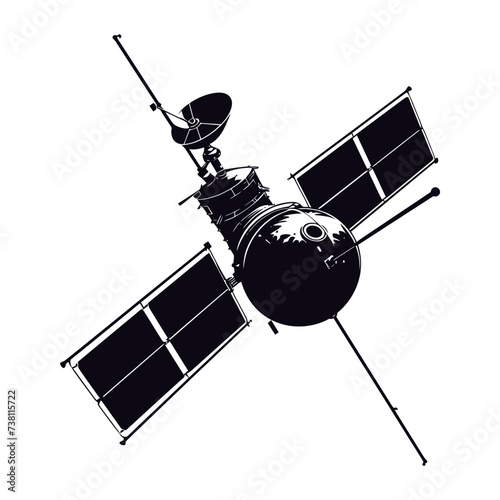 Silhouette Satellite Communication in space black color only