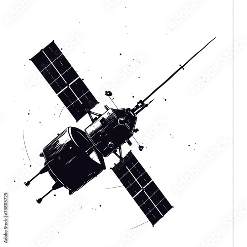 Silhouette Satellite Communication in space black color only