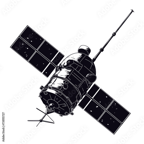 Silhouette Satellite Communication in space black color only