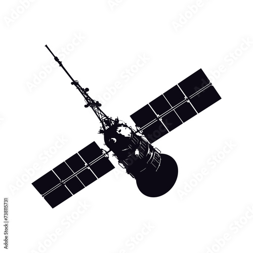 Silhouette Satellite Communication in space black color only
