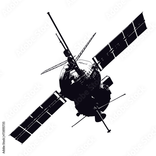 Silhouette Satellite Communication in space black color only
