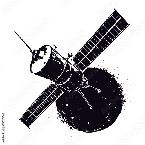 Silhouette Satellite Communication in space black color only