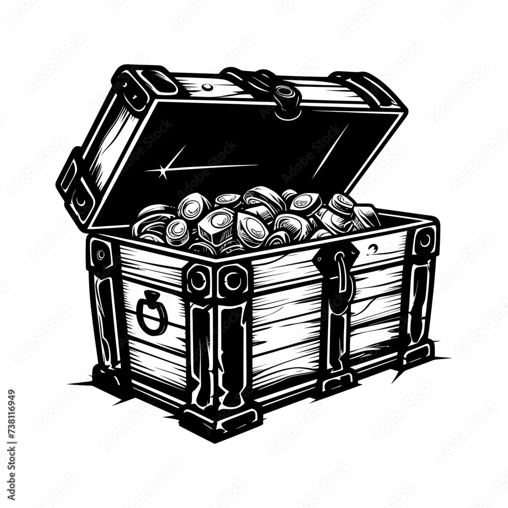 Silhouette Treasure Chest black color only Silhouette Treasure Chest black color only