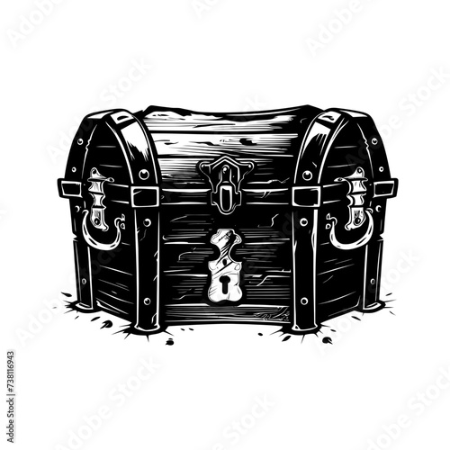 Silhouette Treasure Chest black color only