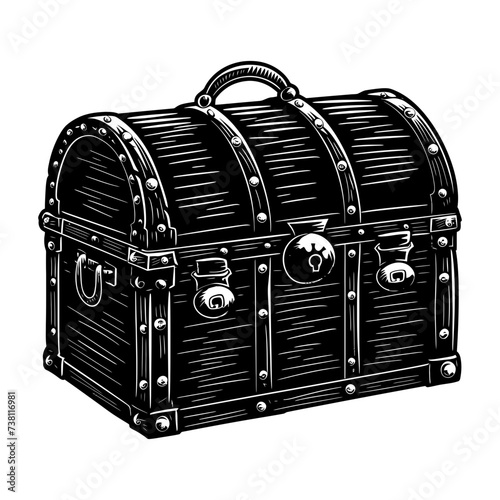 Silhouette Treasure Chest black color only