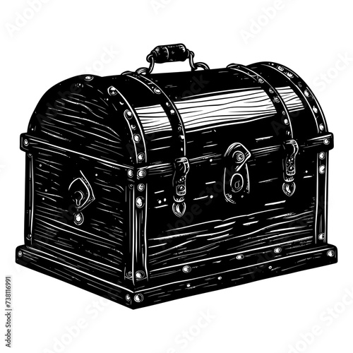 Silhouette Treasure Chest black color only