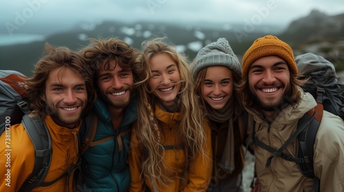 essence of friendship shared experiences deepen bonds in smiling group friends  breathtaking landscape © EyeAmAmazed