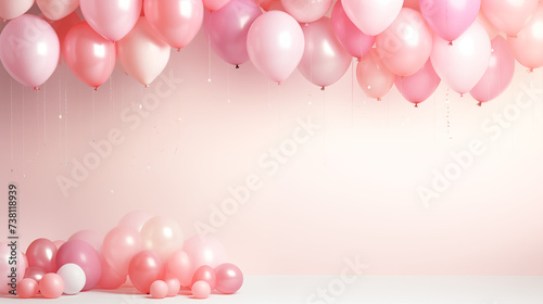 Urodzinowa ściana - tło na życzenia z okazji rocznic, jubileuszów, narodzin, chrztu, ślubu. Dekoracje z balonami, prezentami i girlandami © yeseyes9