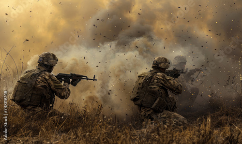 Russia army soldiers in combat, war photograhpy