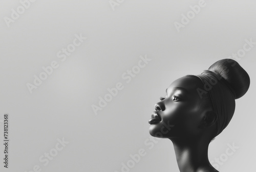 Monochrome Portrait of a Woman Gazing Upward - Simplicity Meets Elegance in Modern Art