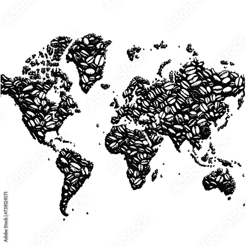 map of the world coffee bean