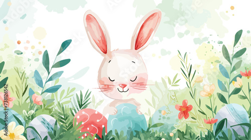 Cute Spring Easter Bunny background. Happy Easter
