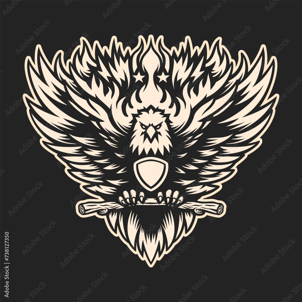 Obraz premium A eagle illustration in monochrome style