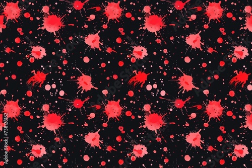 Bold Aesthetic: Red Paint Splatter on Black Pattern