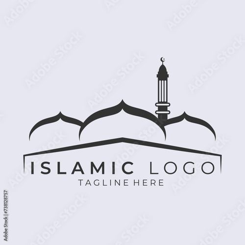 Islamic logo with Mosque icon design vector template