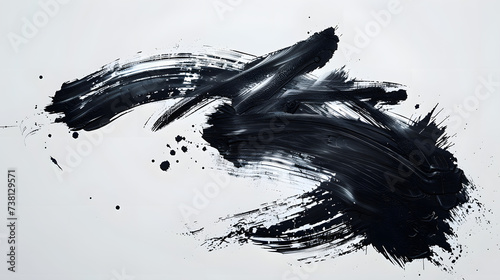 Japanese calligraphy inspiration, black ink brush stroke, abstract artistic background