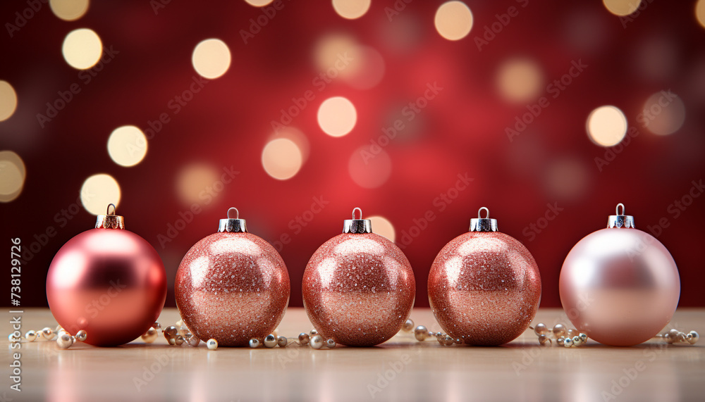 Christmas ornament glowing bright, decorating tree with vibrant colors generated by AI