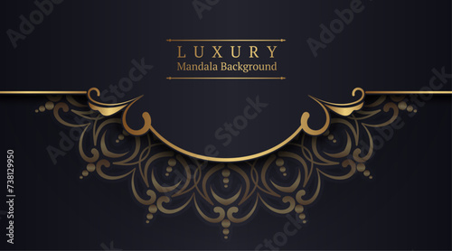 luxury black background, with gold mandala