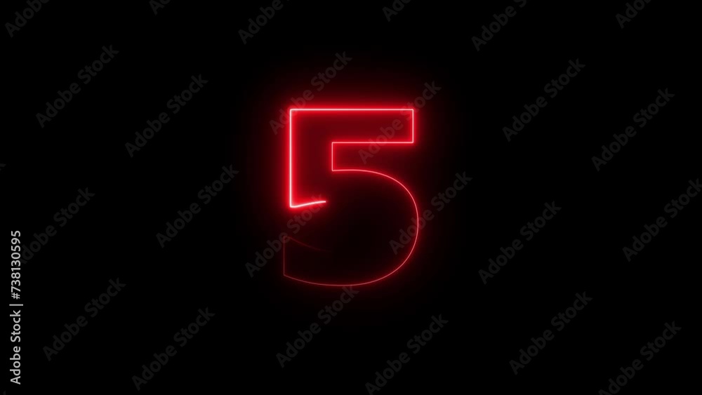 Abstract glowing neon countdown number 5 animation 4k video . Abstract glowing neon countdown number 5 animation 4k video .