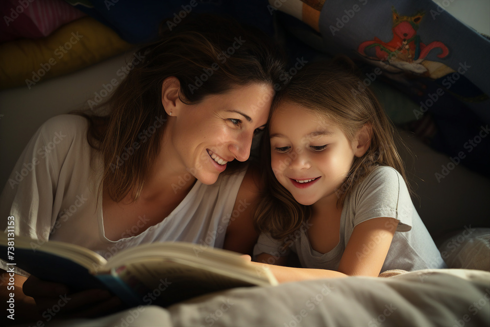 AI generated photo of happy loving mum caring of her child and spending time together AI generated photo of happy loving mum caring of her child and spending time together
