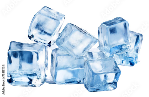 Big ice cubes over transparent background