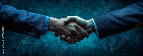 Strategic Partnership handshake silhouette merging two companies photo