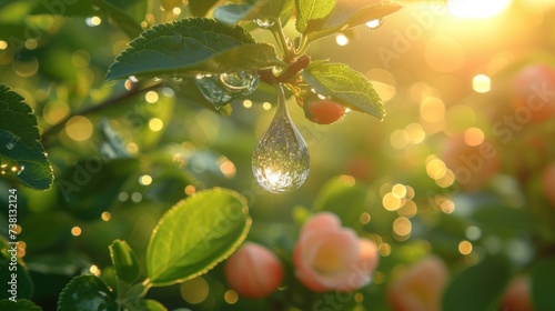 A Drop of Water on a Branch photo