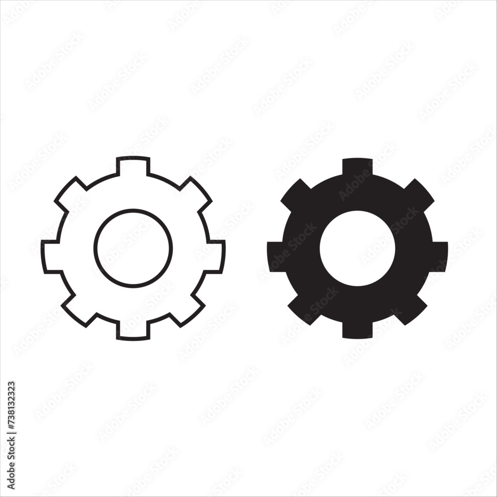 Gear/settings icon on white background Vector Cog Settings Icon Symbol.