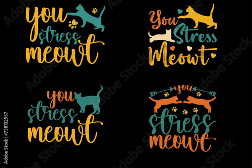 Cat T-shirt Design Bundle, Typography T-shirt Design, Bundle, Cat, Mom, Girls T-shirt Design