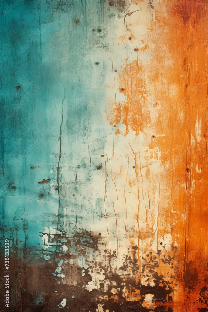 Blue and orange wooden wall texture background